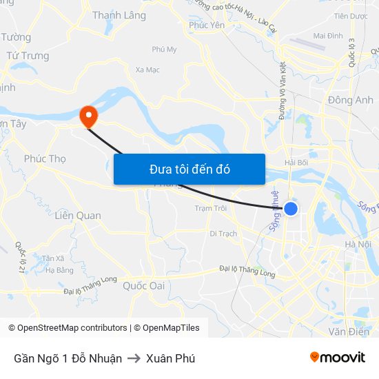 Gần Ngõ 1 Đỗ Nhuận to Xuân Phú map