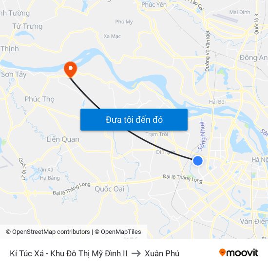 Kí Túc Xá - Khu Đô Thị Mỹ Đình II to Xuân Phú map