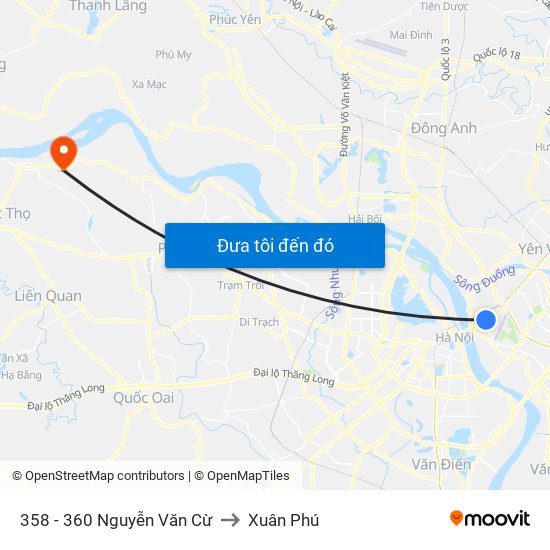 358 - 360 Nguyễn Văn Cừ to Xuân Phú map