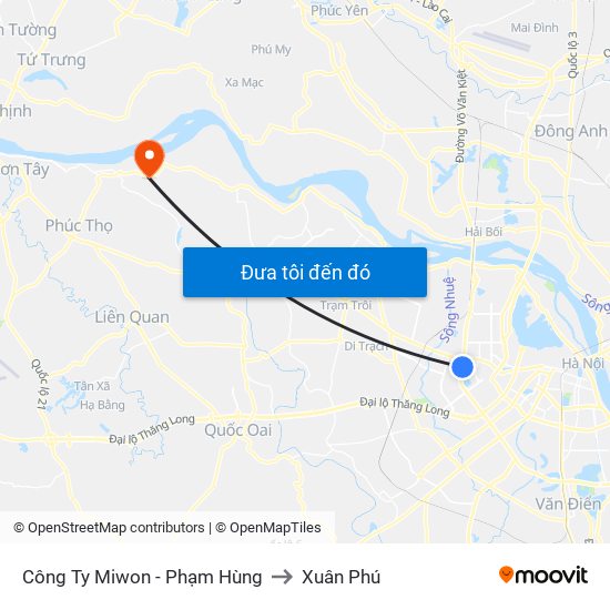 Công Ty Miwon - Phạm Hùng to Xuân Phú map