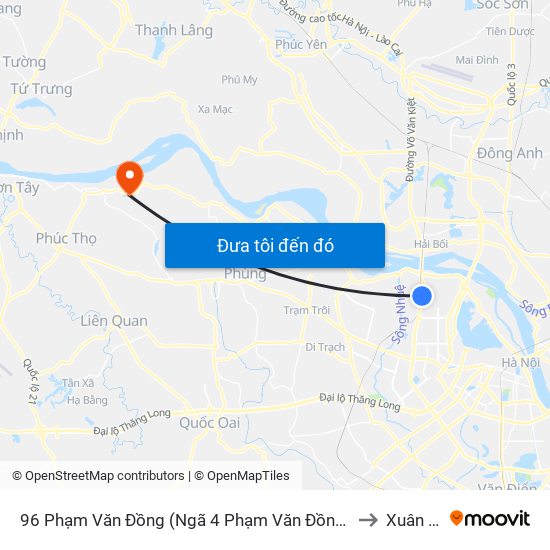 96 Phạm Văn Đồng (Ngã 4 Phạm Văn Đồng - Xuân Đỉnh) to Xuân Phú map