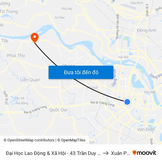 Đại Học Lao Động & Xã Hội - 43 Trần Duy Hưng to Xuân Phú map