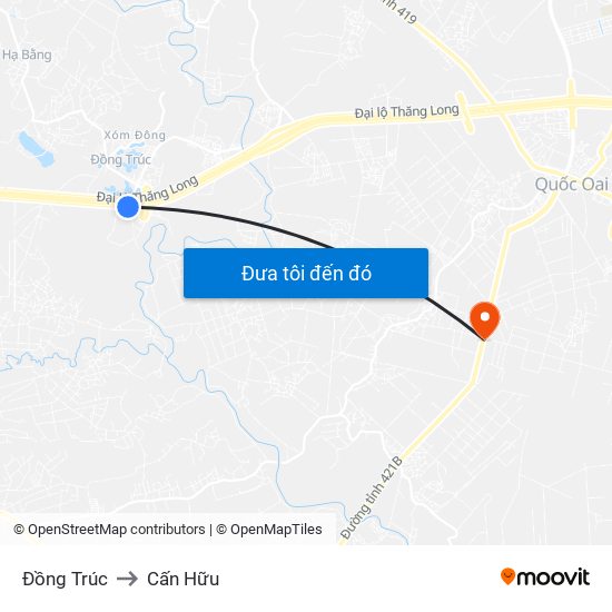 Đồng Trúc to Cấn Hữu map