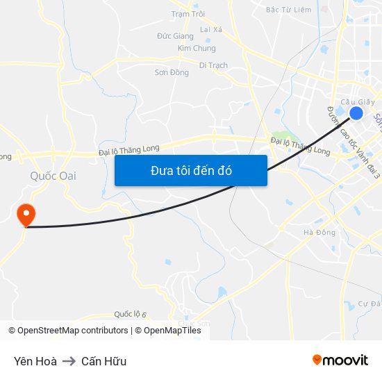 Yên Hoà to Cấn Hữu map