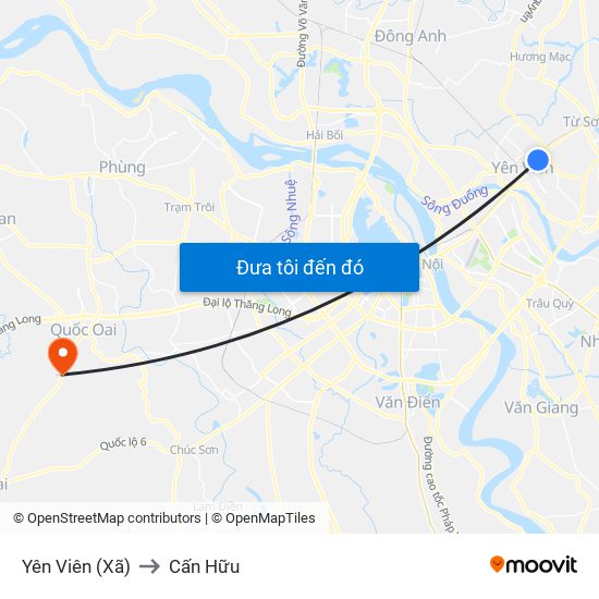 Yên Viên (Xã) to Cấn Hữu map