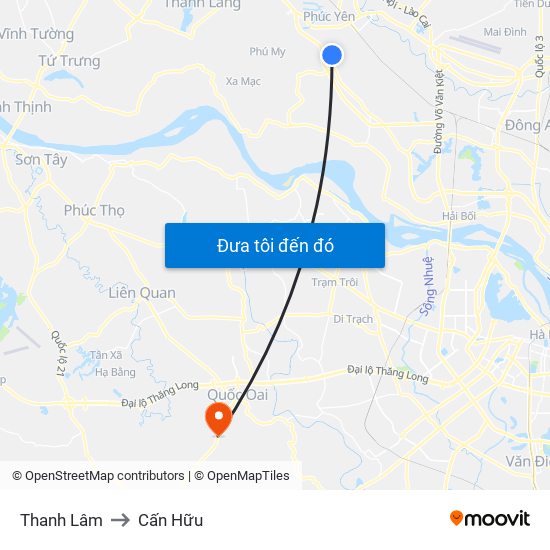 Thanh Lâm to Cấn Hữu map