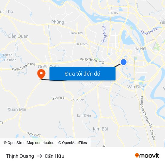 Thịnh Quang to Cấn Hữu map