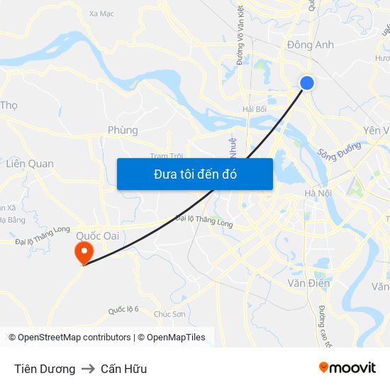 Tiên Dương to Cấn Hữu map