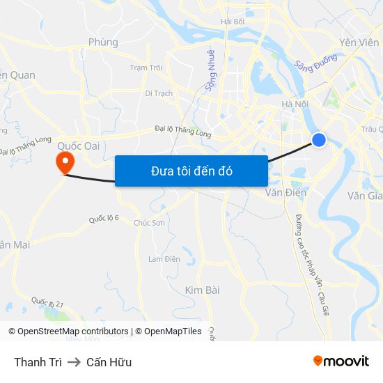 Thanh Trì to Cấn Hữu map