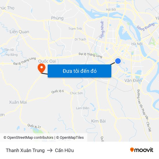 Thanh Xuân Trung to Cấn Hữu map