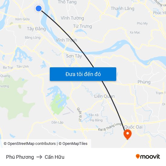 Phú Phương to Cấn Hữu map