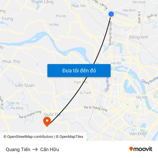 Quang Tiến to Cấn Hữu map