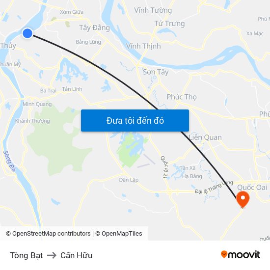 Tòng Bạt to Cấn Hữu map