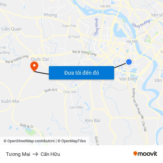 Tương Mai to Cấn Hữu map