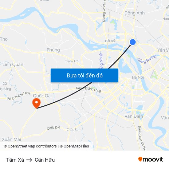 Tầm Xá to Cấn Hữu map