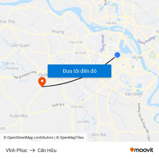 Vĩnh Phúc to Cấn Hữu map