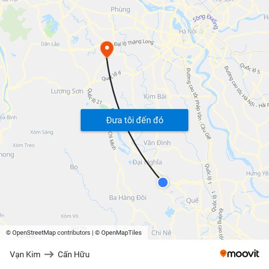 Vạn Kim to Cấn Hữu map