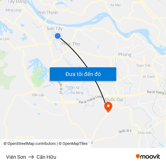 Viên Sơn to Cấn Hữu map