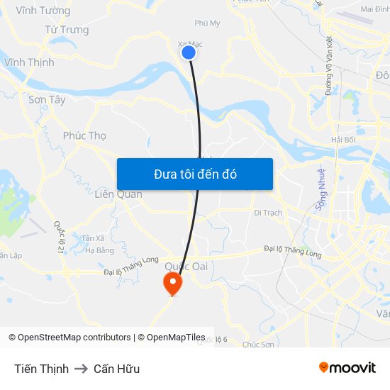 Tiến Thịnh to Cấn Hữu map