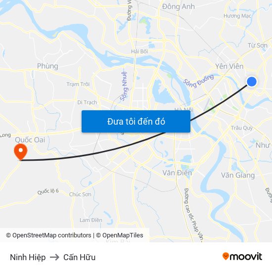 Ninh Hiệp to Cấn Hữu map