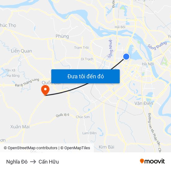 Nghĩa Đô to Cấn Hữu map