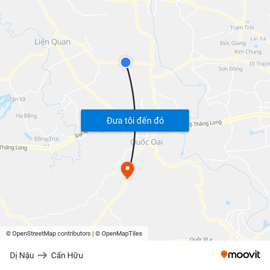 Dị Nậu to Cấn Hữu map