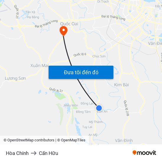 Hòa Chính to Cấn Hữu map