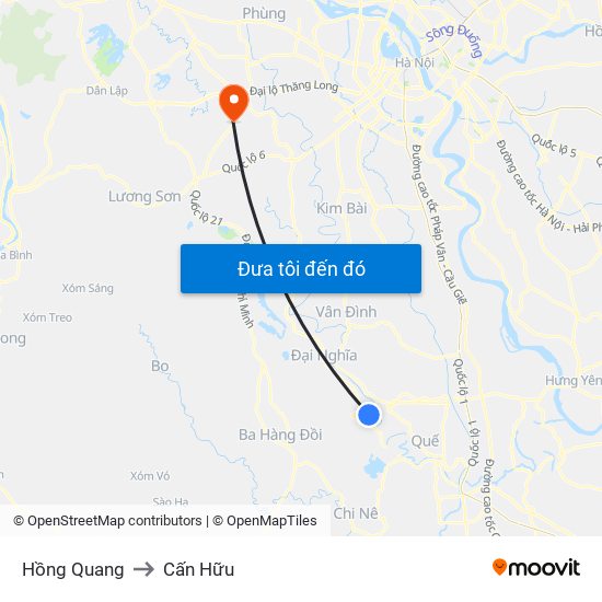 Hồng Quang to Cấn Hữu map