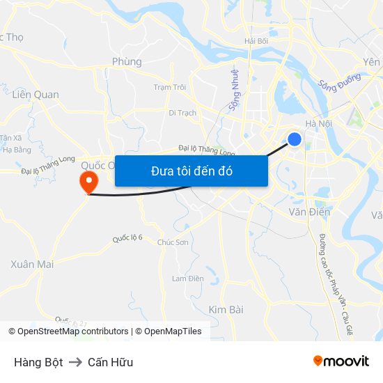 Hàng Bột to Cấn Hữu map