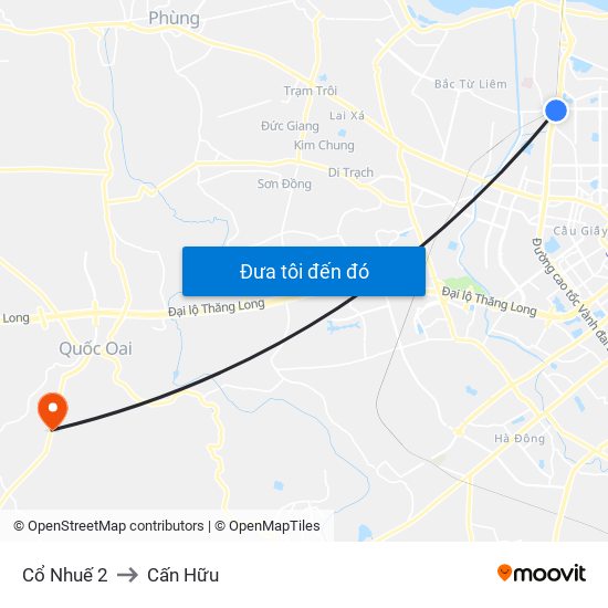 Cổ Nhuế 2 to Cấn Hữu map