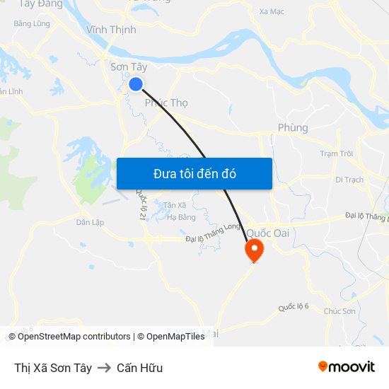 Thị Xã Sơn Tây to Cấn Hữu map