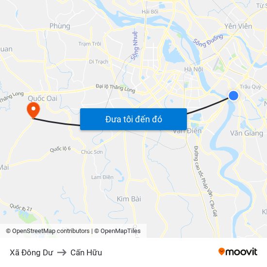 Xã Đông Dư to Cấn Hữu map