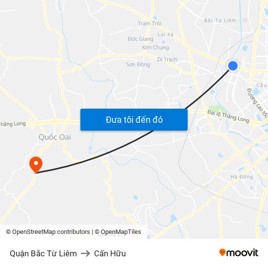 Quận Bắc Từ Liêm to Cấn Hữu map