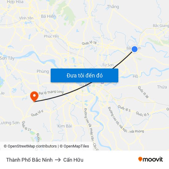 Thành Phố Bắc Ninh to Cấn Hữu map