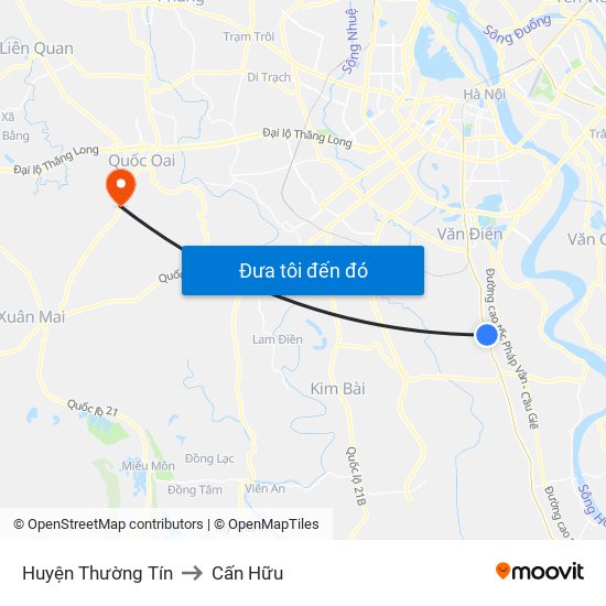 Huyện Thường Tín to Cấn Hữu map