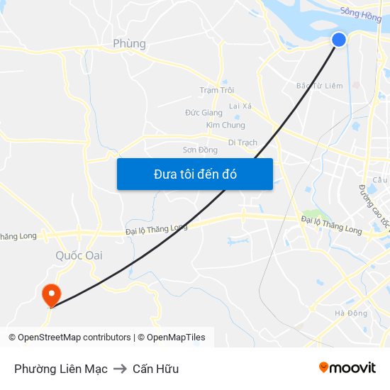 Phường Liên Mạc to Cấn Hữu map