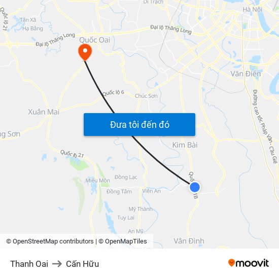 Thanh Oai to Cấn Hữu map