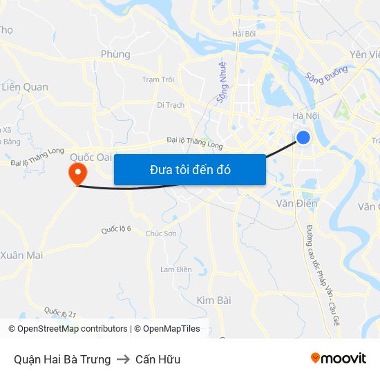 Quận Hai Bà Trưng to Cấn Hữu map