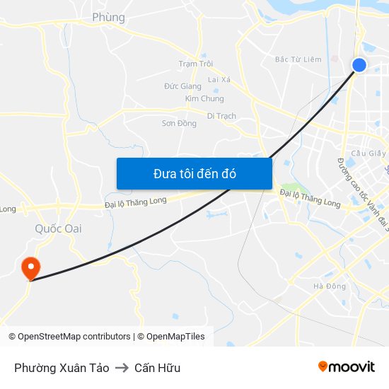 Phường Xuân Tảo to Cấn Hữu map