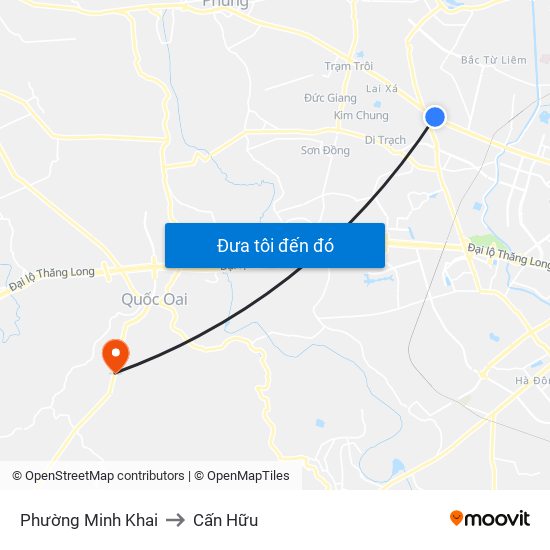 Phường Minh Khai to Cấn Hữu map