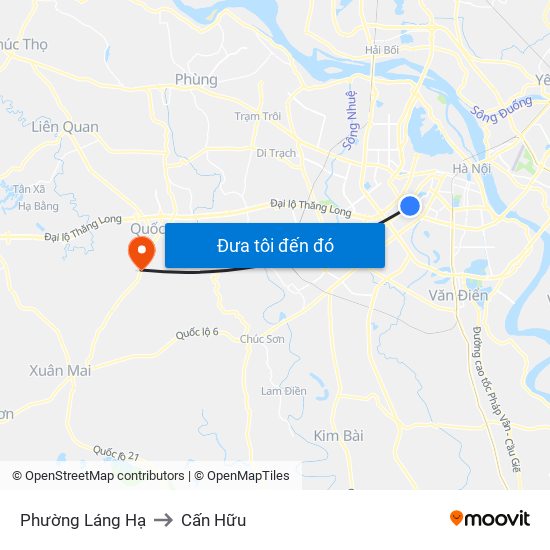 Phường Láng Hạ to Cấn Hữu map