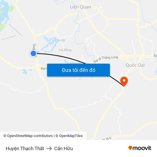 Huyện Thạch Thất to Cấn Hữu map