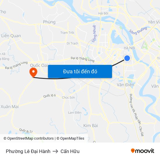 Phường Lê Đại Hành to Cấn Hữu map