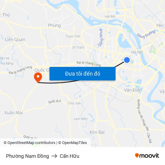 Phường Nam Đồng to Cấn Hữu map