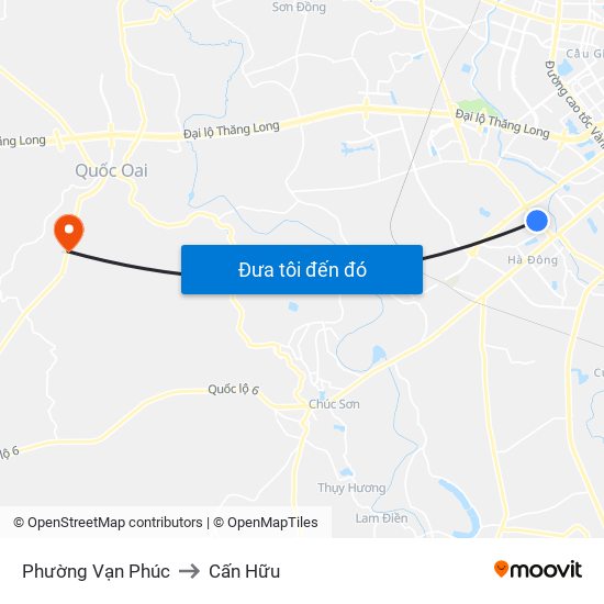 Phường Vạn Phúc to Cấn Hữu map