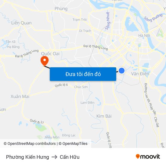 Phường Kiến Hưng to Cấn Hữu map