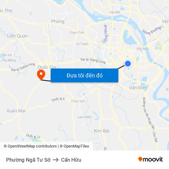 Phường Ngã Tư Sở to Cấn Hữu map