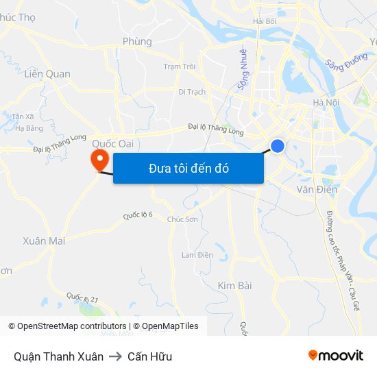 Quận Thanh Xuân to Cấn Hữu map