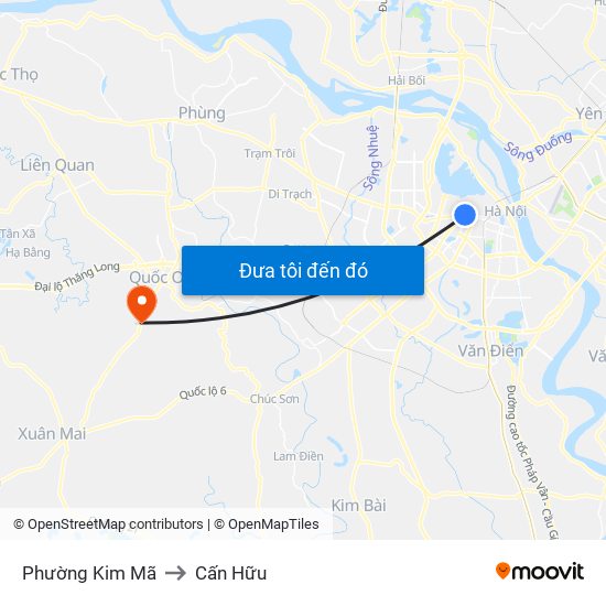 Phường Kim Mã to Cấn Hữu map