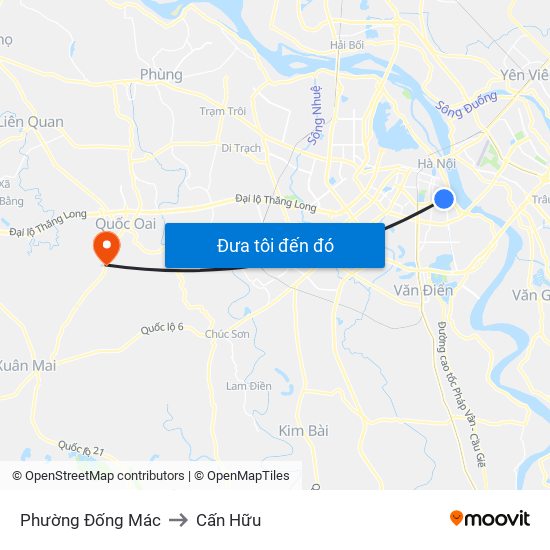 Phường Đống Mác to Cấn Hữu map